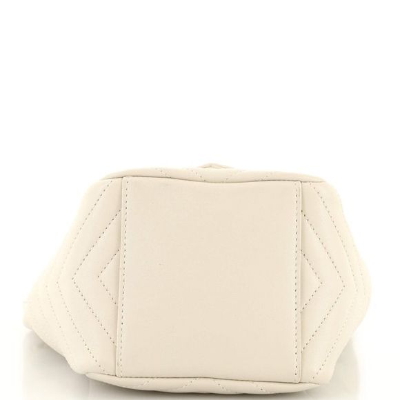 Saint Laurent Joe Chain Bucket Bag Matelasse Chevron Leather Mini Neutral - Picture 4 of 6